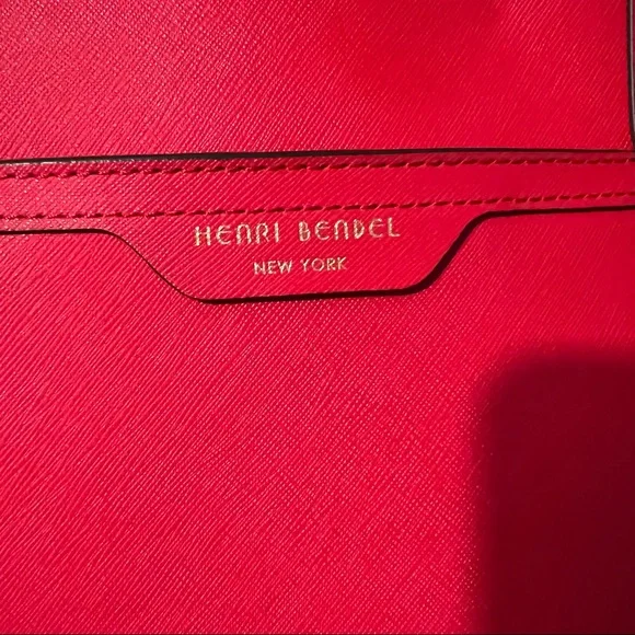 henri bendel Red Leather Laptop Tote with Matching Card Case - Picture 3 of 5